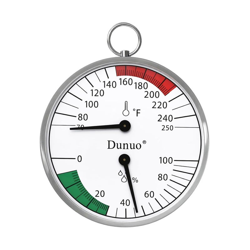 DUNUO 4 inch Sauna Thermometer Fahrenheit and Hygrometer, Mounted for Portable Steam Sauna Box, Ideal for Infrared/Indoor/Home Use, Essential Accessory and Gift for Enthusiasts (ST004PL) - Image 1